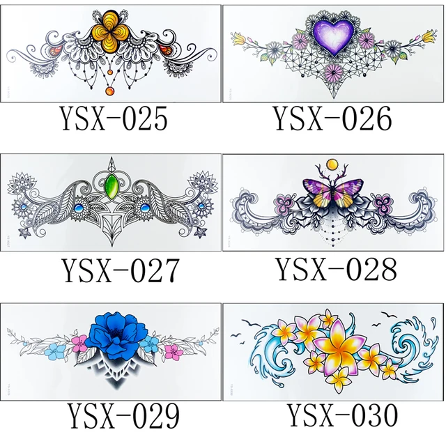 1 pc nouveau sous le sein sternum de tatouage 24 styles 1 pc nouveau sous le sein sternum de tatouage 24 styles