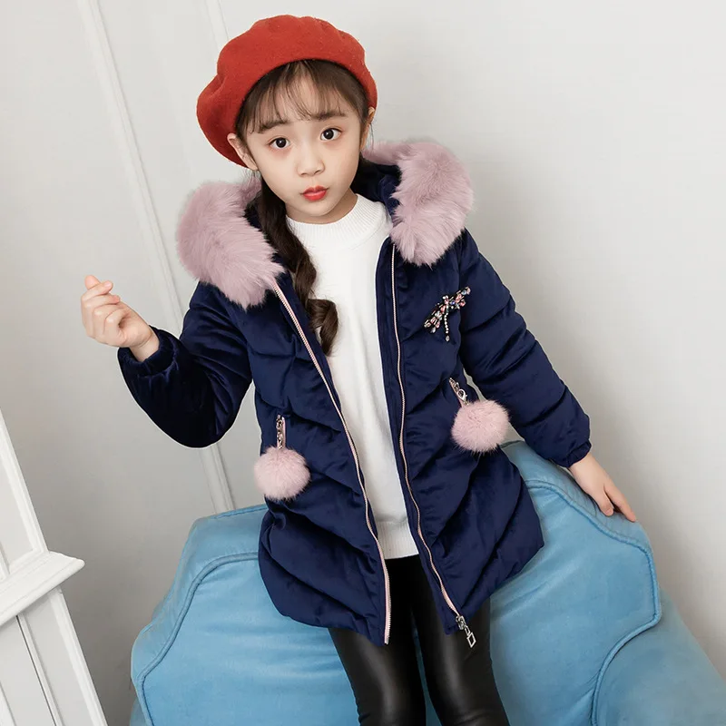 Jaqueta de Inverno das Crianças para Meninas de Pele com Capuz Nova Qualidade Engrossar Veludo Meninas Moda Jaquetas Outerwear 3-12yrs 2020 Boa 8 2019 nova jaqueta de inverno das crianças