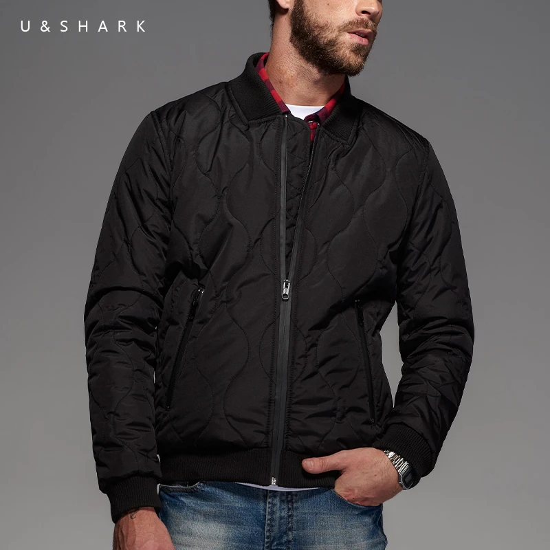 U&SHARK Spring Autumn New Black Bomber Jacket Coat Men Brand Streetwear High Quality Baseball Jackets Male Cotton Padded Parkas U&SHARK Spring Autumn New Black Bomber Jacket Coat Men Brand Streetwear High Quality Baseball Jackets Male Cotton Padded Parkas