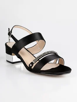 

Black sandals effect satin with rhinestone