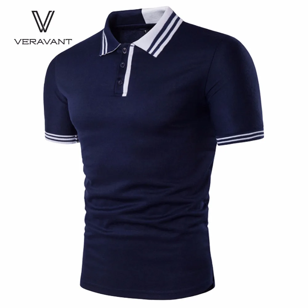 Men'S Summer Short Sleeved Lapel Solid Color POLO Shirt Collar Two ...