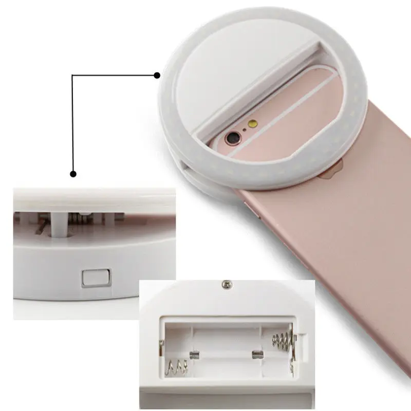 Портативный светодиодный светильник-вспышка для селфи, светящаяся лампа, кольцо для телефона, камера, фотография для iPhone 6, 6 S, 7, 8 Plus, X, Xiaomi, huawei