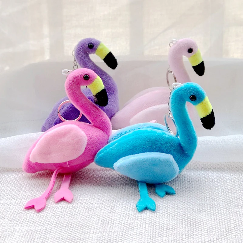 

Cartoon Plush Flamingo Keychain Handbag Car Keyring Pompom Key Buckle Jewelry Toys For Girls Children Birthday Gift