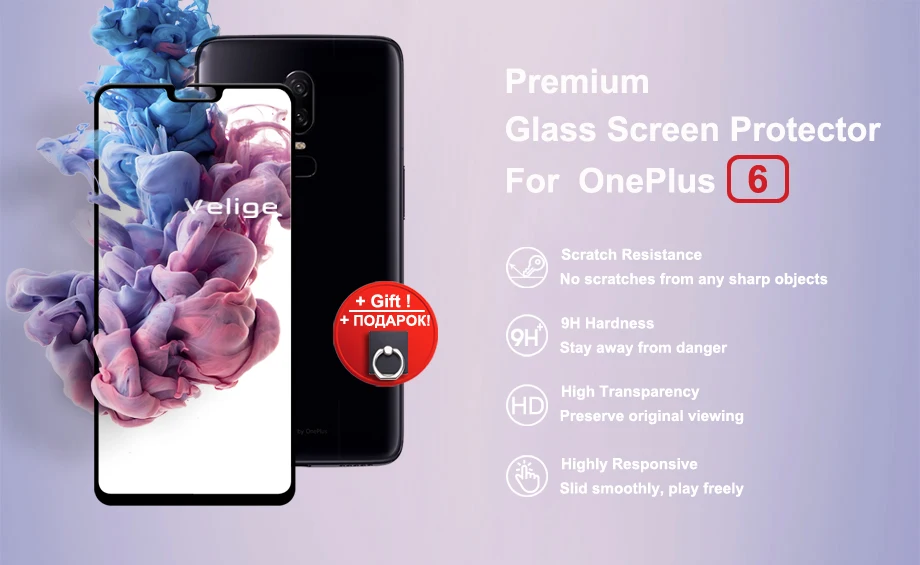 Velige Full Cover Tempered Glass For OnePlus 6 One Plus 6 OnePlus6 1+6 Screen Protector 9H Hardness Protective Glass Film (5)