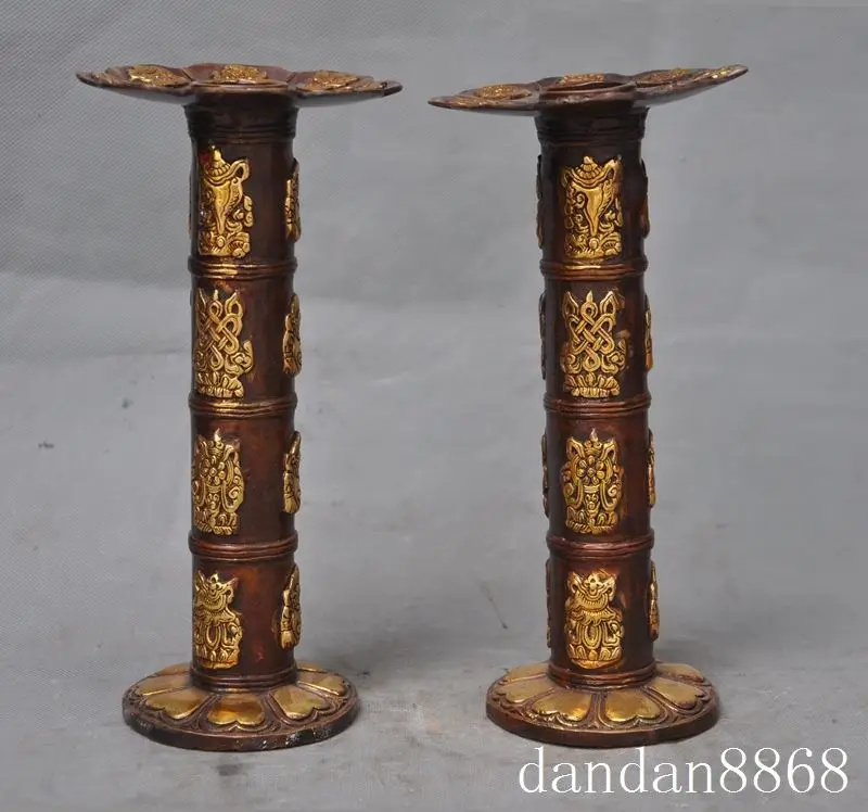 

christmas chinese palace bronze gilt eight treasures statue Candlestick Candle holders halloween