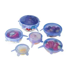 6pcs Food Wraps Reusable Silicone Food Fresh Keeping Sealed Covers Silicone Seal Vacuum Stretch Lids Saran Wraps kitchen tool