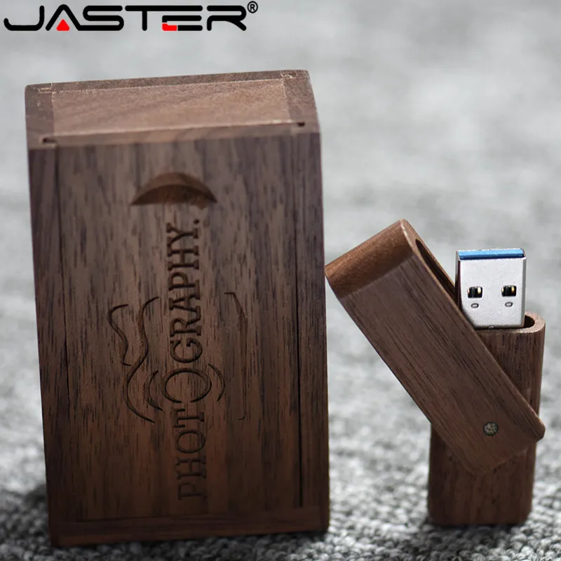 

JASTER Natural Walnut usb with square box usb 2.0 flash memory 4GB to 64GB (over 10 pieces free LOGO)