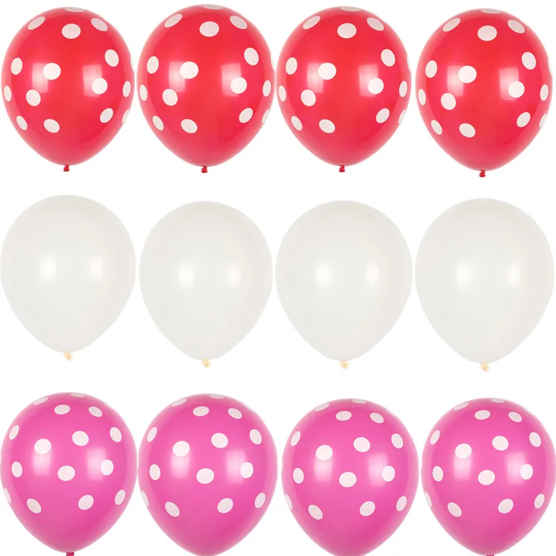 Red Rosy Set 12 шт божья коровка черные красные белые пятна латексные шары волнистые точки Globos Микки Минни на день рождения свадебные в горошек шары вечерние Декор - Цвет: Red Rosy Set