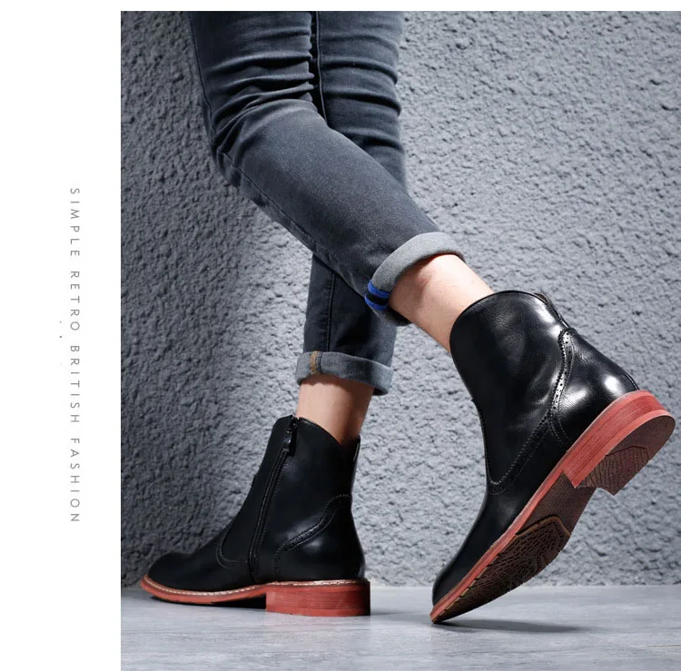 New Arrival Men Casual Boot Zipper Design Shoes Warm Business Ankle Boots High Quality High-Cut Men Casual Shoes