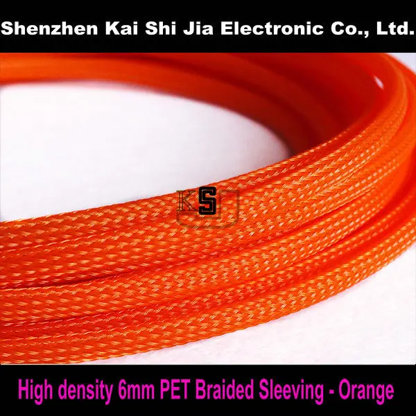 

6mm X 100M (328 feet) Expandable Braided PET Cable Sleeving High Density PC RC Modding - Orange