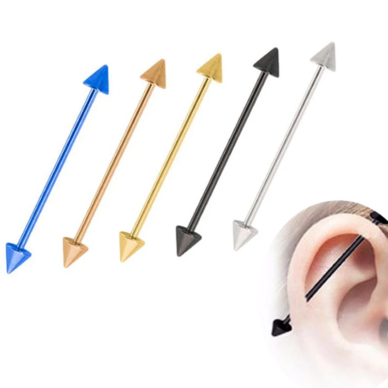 2piece 14g Surgical Stainless Steel 1.6*38*6mm Rose Gold Spike Arrow