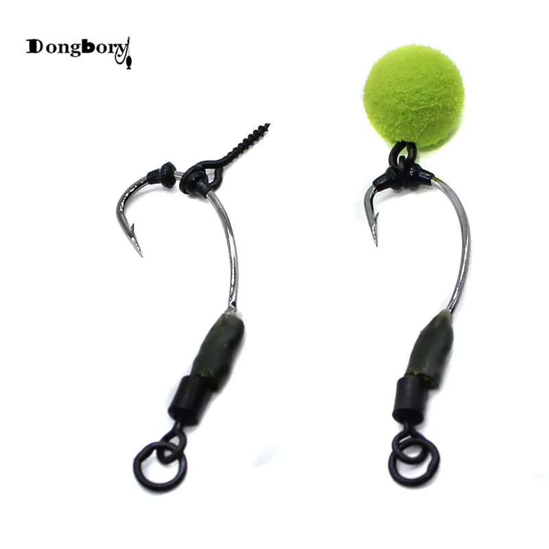 

Dongbory 3pcs Ready Tied Ronnie Rigs Set Carp Pop Up Coarse Fishing Curve Steel Barbed hooks Swivels, Shrink Tubing, Hook Stops