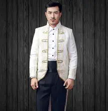 Embroidery men tuxedo suits designs stand collar homme terno stage costumes for singers men blazer european clothes star style