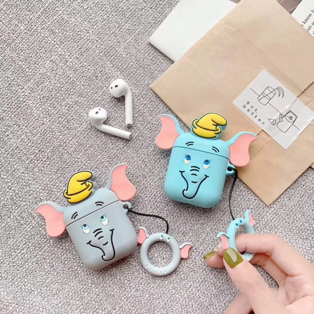 

Cartoon Flying Elephant Bluetooth Wireless Earphone Protective Case For Airpods With Finger Ring Full Soft Box Cover case