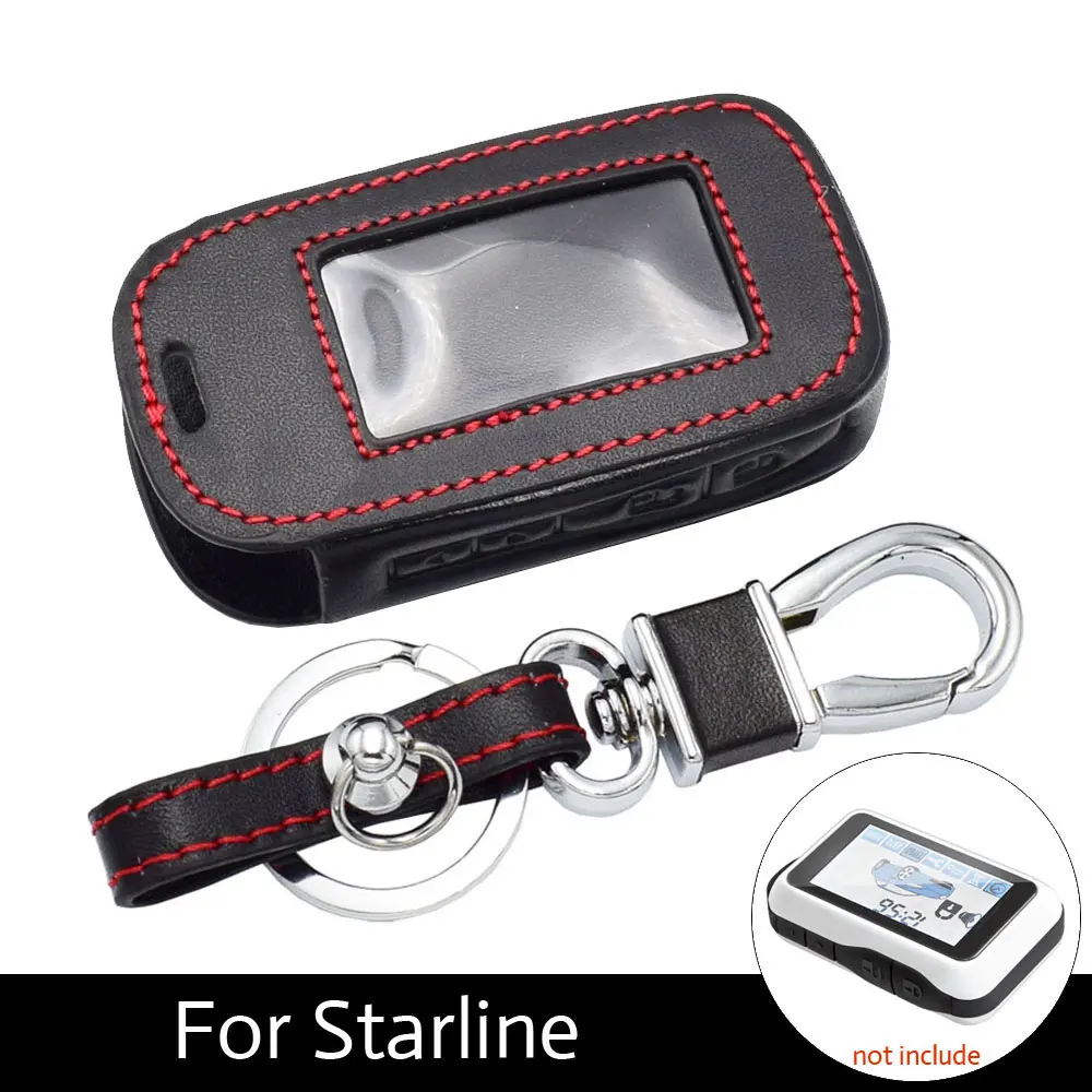 ATOBABI E60 E90 Leather Key Fob Cover Cases For StarLine E60 E90 E63 E93 E95 E66 E96 LCD Remote Controller KeyChain Transmitter