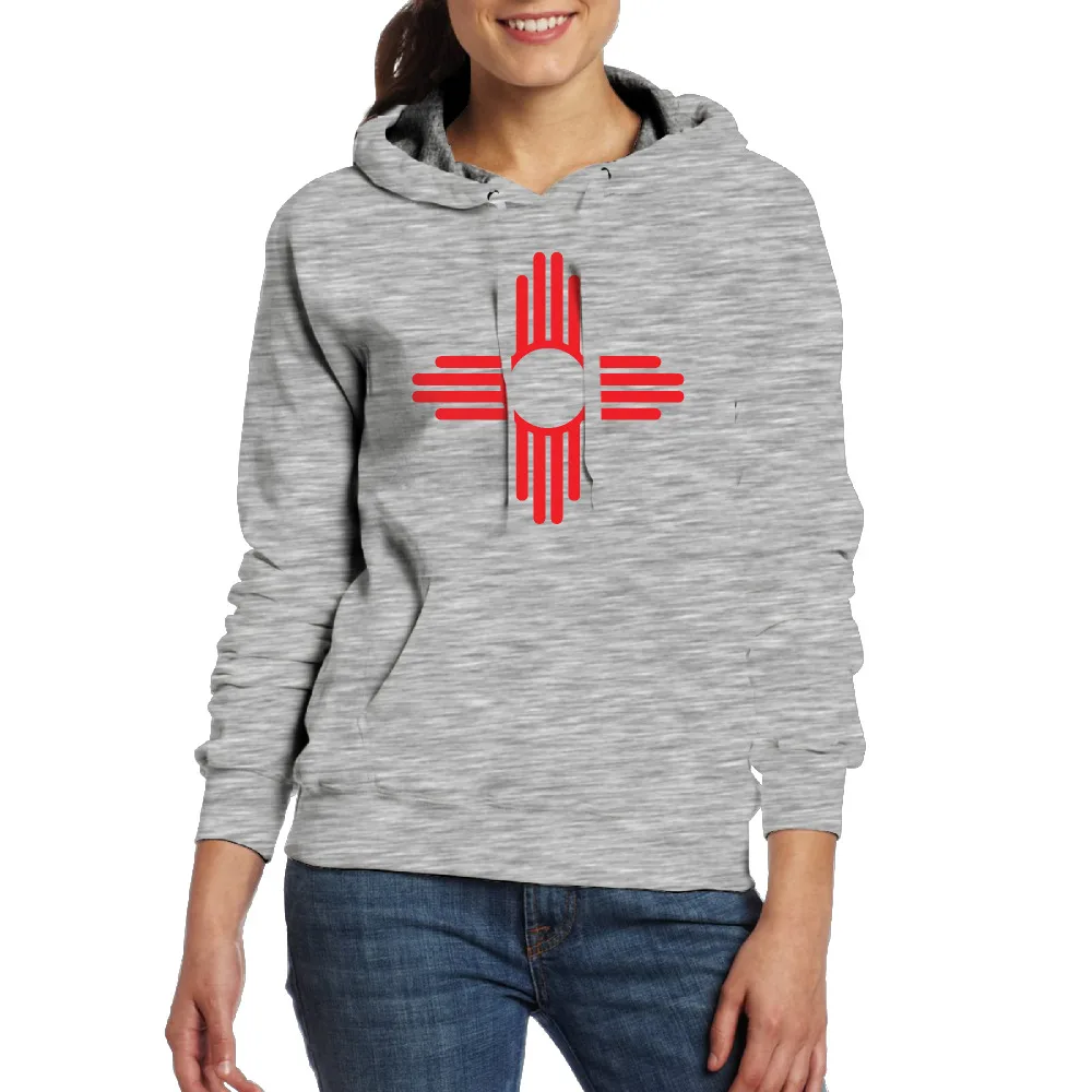 Women's New Mexico Flag Logo Long Sleeve Hooded Sweatshirt With Pocket Design cute Pullover