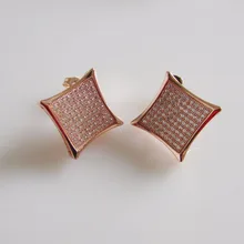 Микро паве 8*8 AAA кубического циркония большой cz воздушный змей форма для женщин/мужчин cz золотые серьги