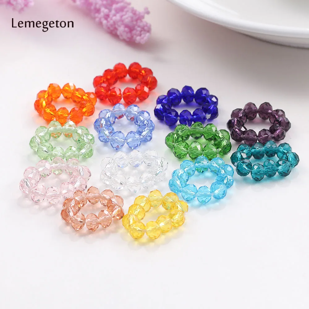 

Lemegeton 2019 Korea Beads Ring Women Girl Jewelry Hand Made Weaving Beads Rings Party Statement Wedding Jewelry