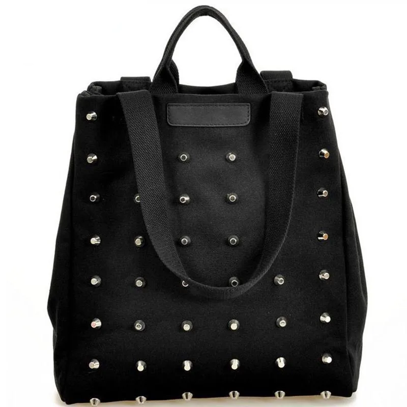 2017 new Hot sale women's handbag preppy style punk rivet handbag fashion women totes bags thickening canvas bag student bag