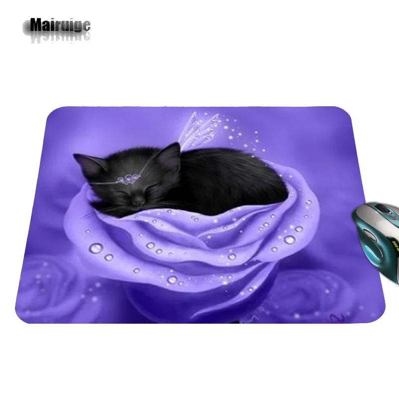 Mairuige индивидуальная Роскошная печать 1 шт. черных кошачьих глаз стильный геймер игровой комфорт оптический лазерный нескользящий коврик для мыши для ПК - Цвет: 180mmX220mmX2mm