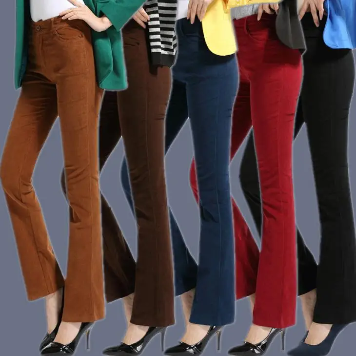 Pantalones pana OL para mujer Pantalones elásticos Casual cintura Flare pantalones largos sueltos talla grande 4XL envío gratis|pants red|pants size womenpants dress - AliExpress