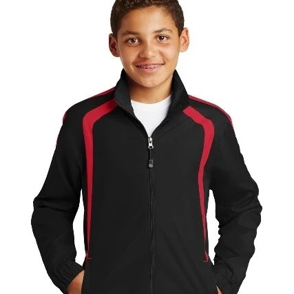 Sport-Tek YST60 Youth Colorblock Raglan Jacket Black & True Red - Extra Small (1)