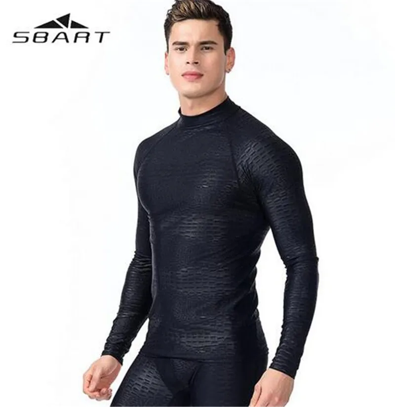 SBART Men's Long Sleeves Swimsuit Long Sleeve Split Diving Suit Sunscreen Surfing Suits