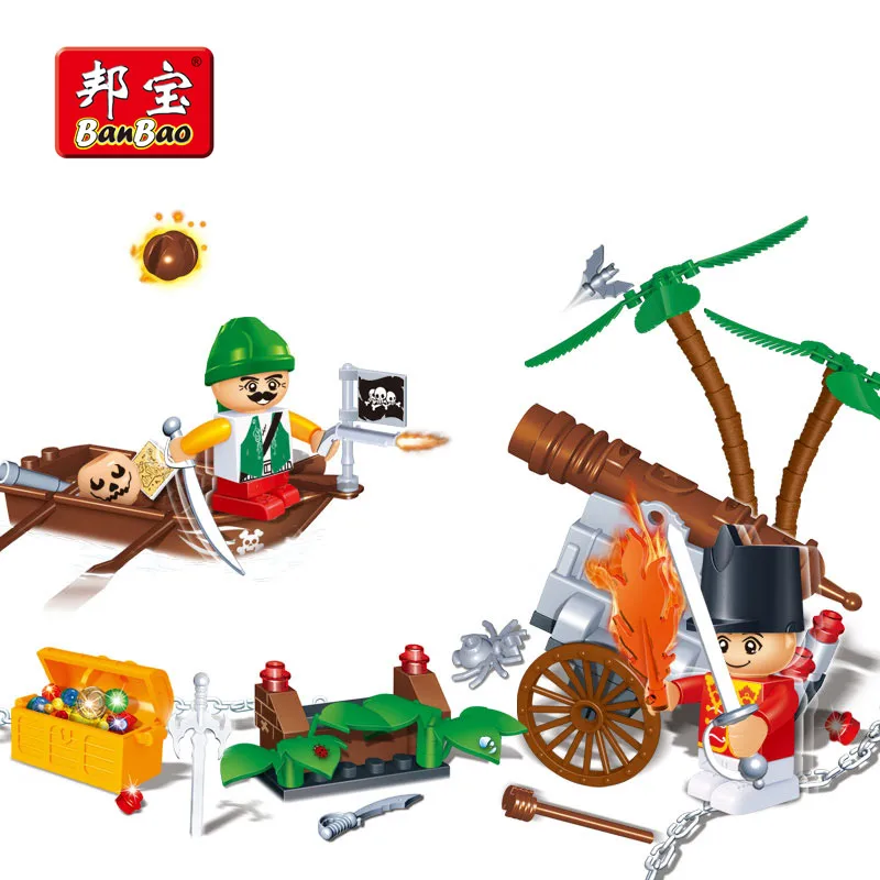

BanBao Caribbean Pirate Island Cannon Battle Boat Educational Blocks Model Building Toy For Children Kids Friend Bricks 8709