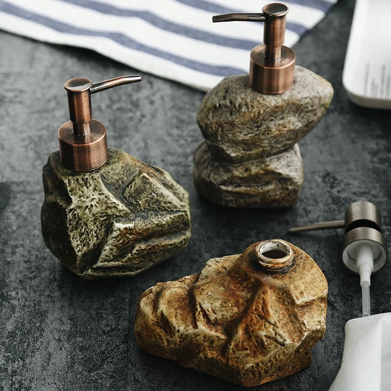 

Ceramic vintage stone shampoo bottle Hand Sanitizer Body Lotion Liquid soap dispenser Lotion bottle Portable Soap Dispensers