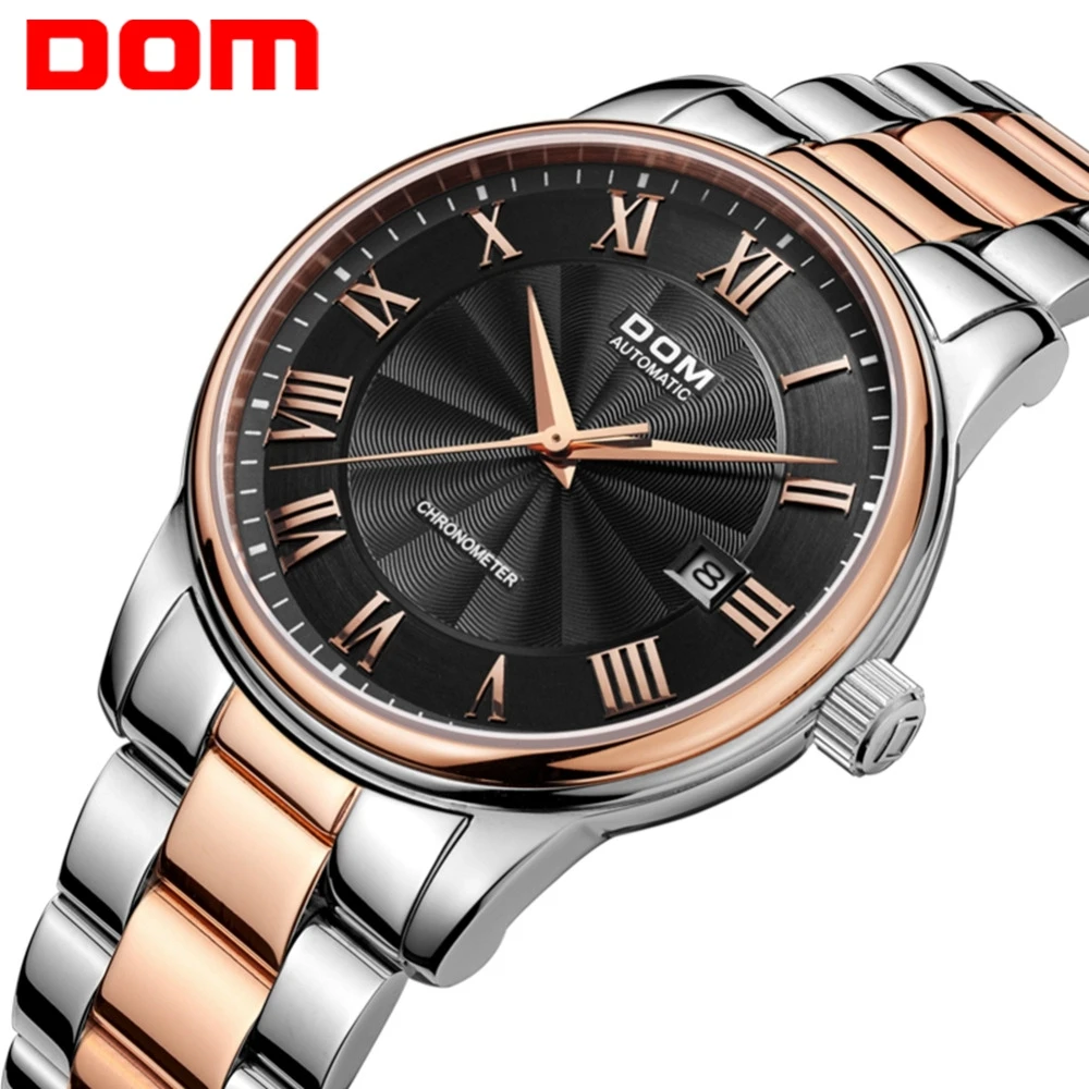

DOM Business Watch Men Automatic Clock Men Stainless Steel Waterproof Mechanical Wrist Watch Top Brand Relogio Masculino M-8040D