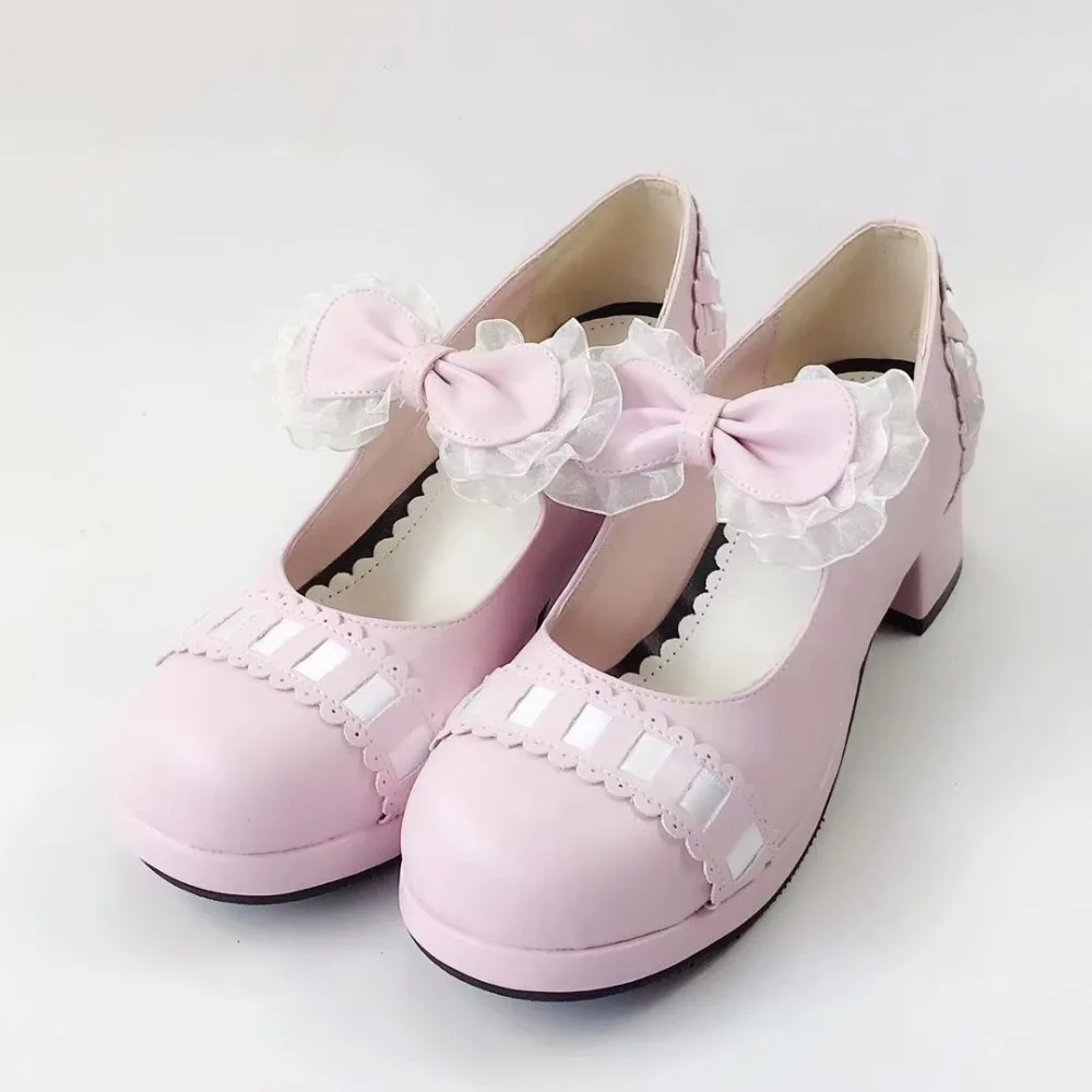 Women's Matte Pink Classic Bow Lolita 