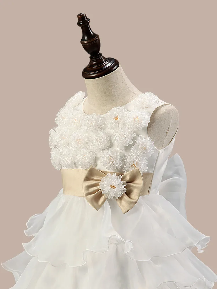 Пышное платье для девочки лето новое платье-пачка для девочек с высокой талией и цветами платье для принцессы цвет белый размер 2-7 лет ropa de ninas