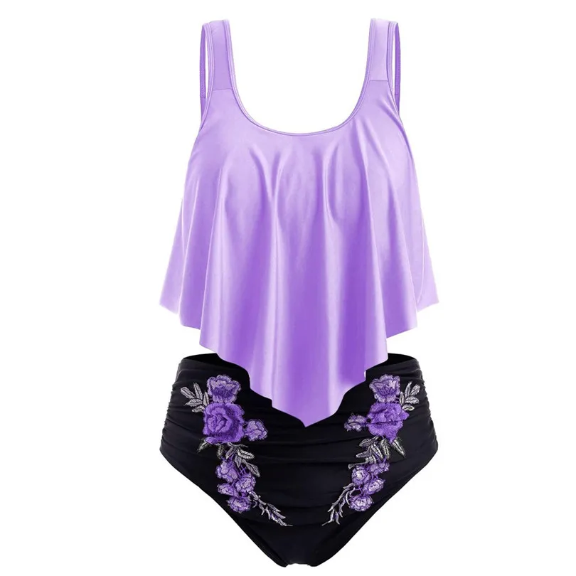 New 2019 Summer Women  Plus Size Bikini Set Casual Push-Up Padded Overlay Embroidery Swimsuit Wholesale Dropshipping #E09 (19)