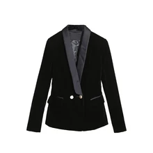 Брендовая модная женская обувь на высоком толстом каблуке; класса люкс пряжки Тонкий темперамент черные бархатные тонкие короткие блейзеры пальто