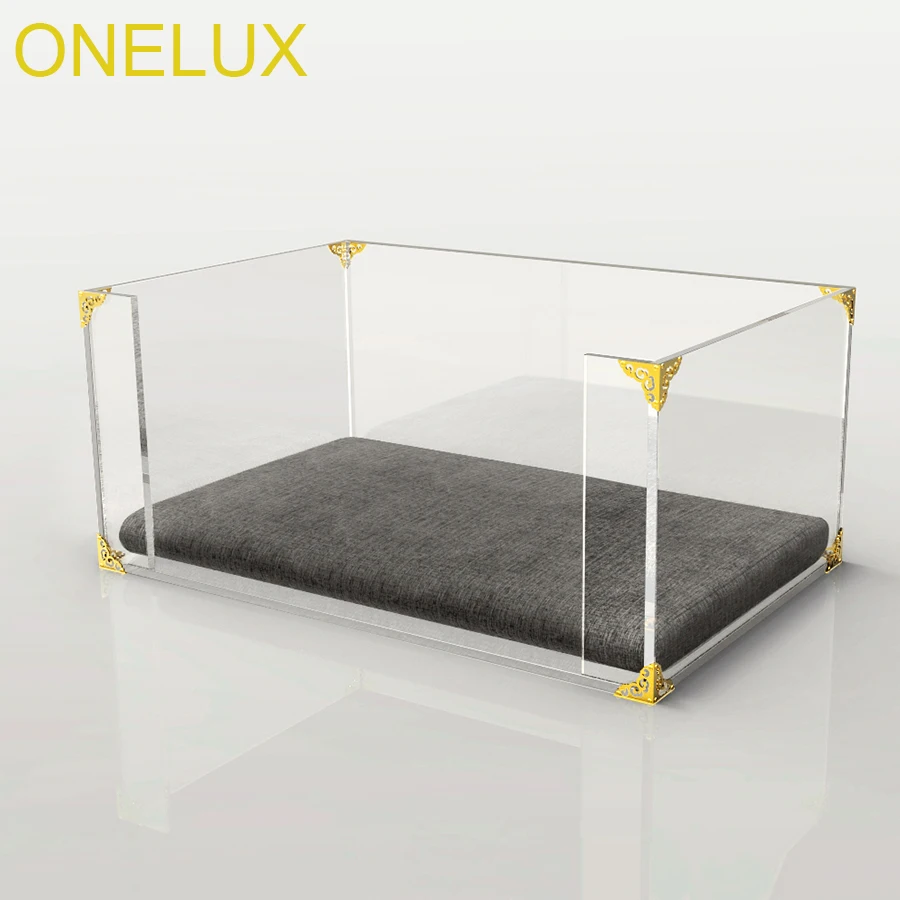 Clear Acrylic Dog/Cat Bed,Lucite Pet Beds With Metal Hardware 61W 40D