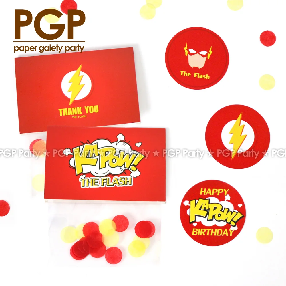 

[PGP] The flash candy bag topper tag, for cake DC comics Boy First 1st Second 2nd Third Forth Fifth 5th Birthday Superhero party
