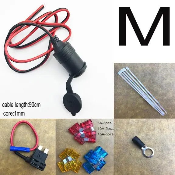Jtron 1 м 1 мм core розетка для автомобильного прикуривателя DC12/24 В расширение M/S/Mini предохранитель кран держатель свинец с предохранителем комплект - Название цвета: M