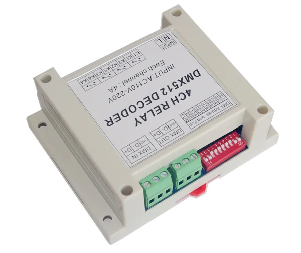 4CH DMX512 relay controller 4 channels relay decoder AC110-220V inputeach channel max 5A Guide shell
