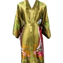 Армейский зеленый китайский женский халат из искусственного шелка женская летняя одежда для сна кимоно платье женская пижама плюс размер S M L XL XXL XXXL NR101