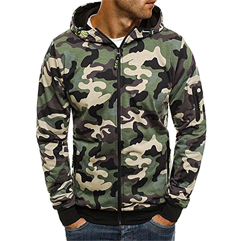 2018 Autumn Camouflage Hoodies Tracksuit Men Sweatshirts Zipper Cardigan Sportswear Jackets Slim Hoodie sudadera hombre