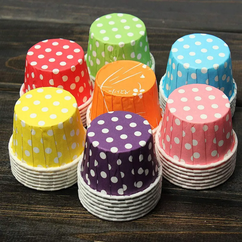 

Colorful Paper Cupcake Liners Muffin Cases 100pcs Greaseproof Dessert Baking Cups free shipping