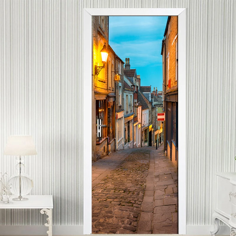 Итальянский город уличный Пейзаж Европейский стиль гостиная спальня Фреска настенные двери наклейки ПВХ водонепроницаемый 3D Обои фреска