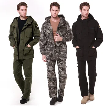 

Tactical Men's Military Style Suit Sets Hooded Army Camouflage Cargo Tooling Sets Jacket And Pant Whit Pocket