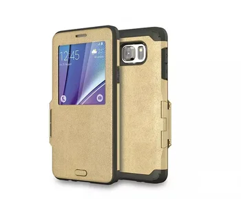 

500x Note 5 Slim Touch Armor View Window Flip Case For Samsung Galaxy Note 5 4 S7 S6 EDGE Cases with Wake up Sleep Function case