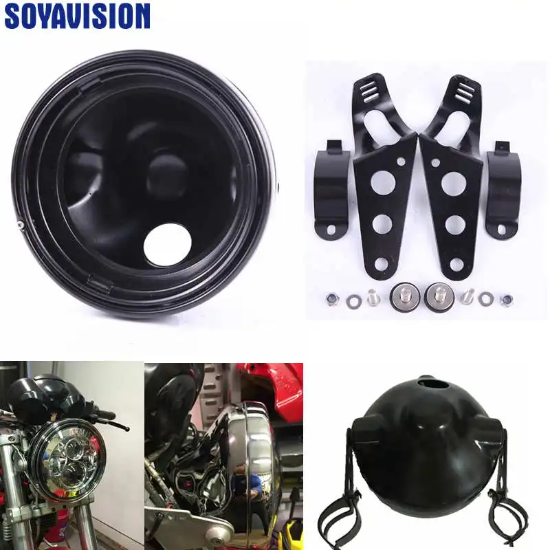 New product Motorcycle cover for 7inch headlight 7 inch led bracket black chrome cover