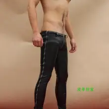 Хит! модная мужская одежда, мужские кожаные штаны, Новые облегающие кожаные штаны на молнии, костюмы певицы