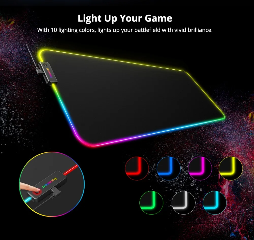 Tronsmart Spire Large Mouse Pad Gaming Mouse Pad Gamer RGB Compupter Mouse Pad with Soft Cloth Surface, Non-slip,Waterproof 03