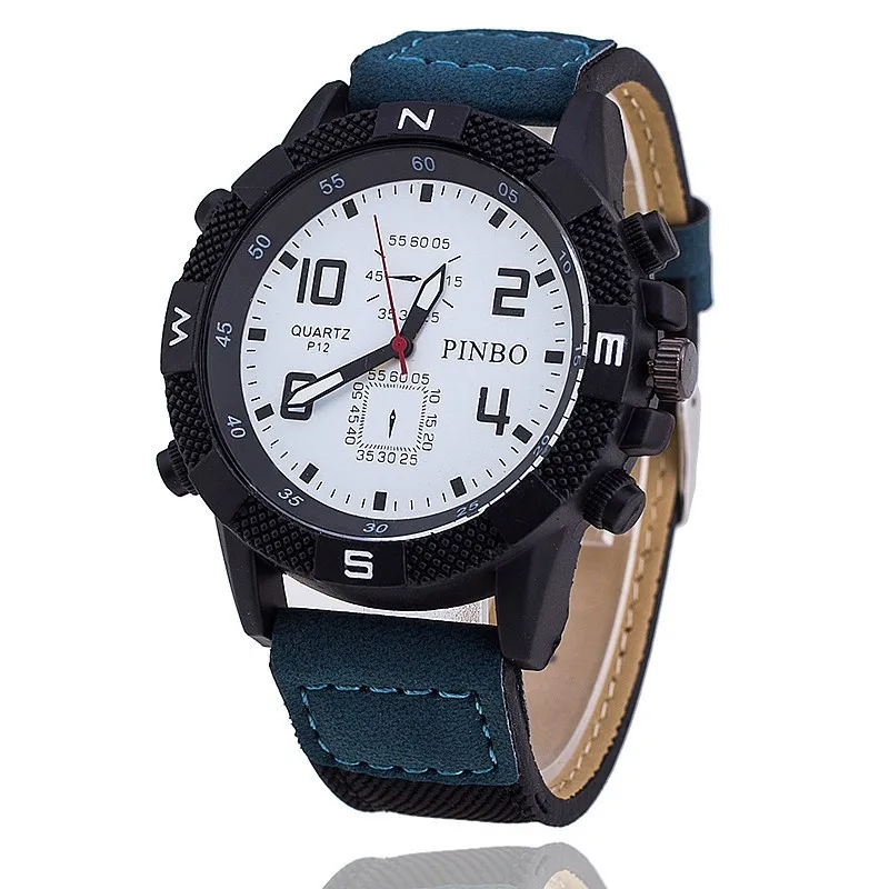 2018 новые Reloj модные кожаные спортивные часы с большим циферблатом военные