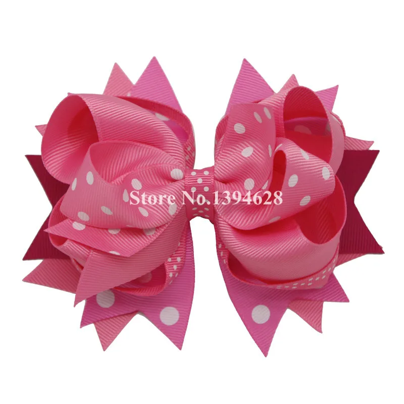 Your Bows 1PC Stacked Boutique Hair Clips Polka Dot Girl Hairpins Grosgrain Ribbon Children Accessories |
