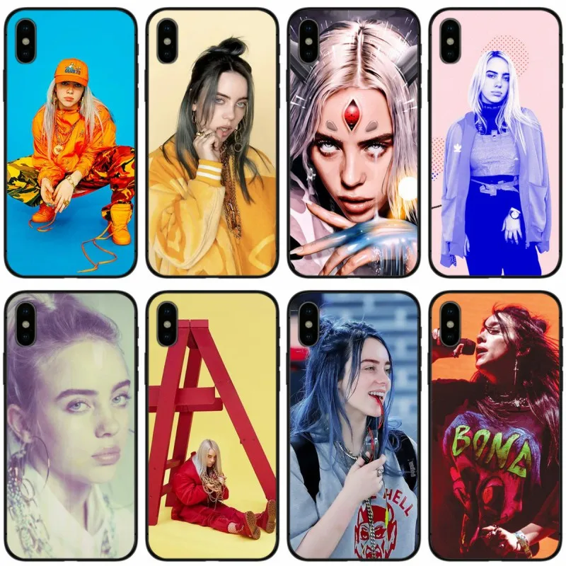 

Billie Eilish Hot Music Singer Star Soft Silicone black Phone Case For iPhone X XR XS MAX 5 5C 5S SE 6S 7 8 Plus Cover
